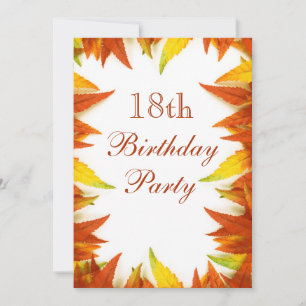 18th Birthday Party Autumn/Fall Leaves Invitation