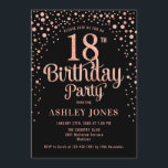 18th Birthday Party - Black & Rose Gold Invitation<br><div class="desc">18th Birthday Party Invitation.
Elegant design in black and faux glitter rose gold. Features stylish script font and confetti. Message me if you need custom age.</div>
