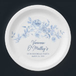 18th Birthday Party Blue Rose Floral Custom Paper Plate<br><div class="desc">Add flair to your birthday party table decor with these custom blue floral paper plates</div>