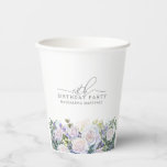 18th Birthday Party Blue White Floral Custom Paper Cups<br><div class="desc">Elegant white rose and blue wildflower floral arrangement decorates the bottom of this 18th birthday party personalised paper cup. 18th is written in a modern script font. The remainder of the text is a spacious serif.</div>
