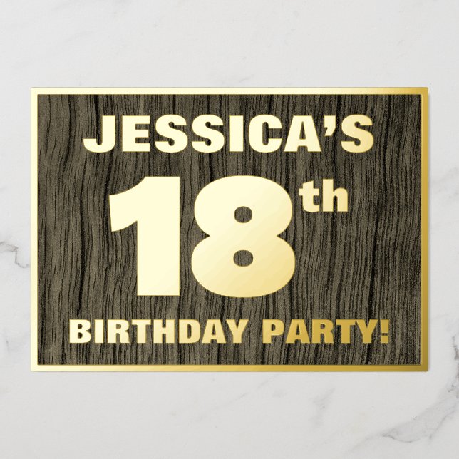 18th Birthday Party: Bold, Faux Wood Grain Pattern (Front)