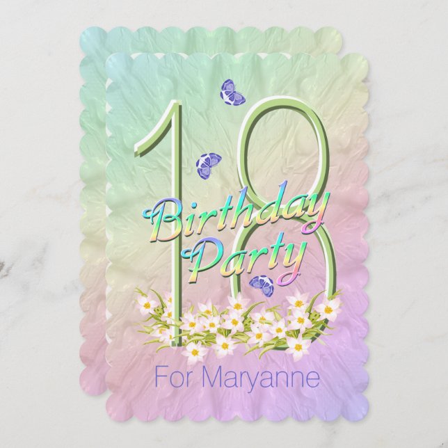 18th Birthday Party Butterfly Garden Invitation (Front/Back)