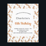 18th birthday party cats white golden budget  flyer<br><div class="desc">Please note that this invitation is on flyer paper and very thin. Envelopes are not included. For thicker invitations (same design) please visit our store. 

A white background decorated with cute golden cats wearing party hats.  Personalise and add a name and party details.</div>