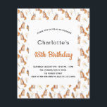 18th birthday party cats white golden budget  flyer<br><div class="desc">Please note that this invitation is on flyer paper and very thin. Envelopes are not included. For thicker invitations (same design) please visit our store. 

A white background decorated with cute golden cats wearing party hats.  Personalise and add a name and party details.</div>