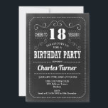 18th Birthday Party - Chalkboard Black White Invitation<br><div class="desc">18th Birthday Party Invitation. Black and white adult birthday invitation for men or women. Features chalkboard pattern and retro typography script font. Cheers to 18 years! Invite card perfect for a stylish milestone bday celebration</div>