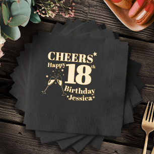 18th Birthday party cheers glasses stars Foil Napkins