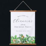 18th Birthday Party December Birth Flower Welcome Hanging Tapestry<br><div class="desc">Elegant winter watercolor green holly sprigs create a beautiful greenery border at the bottom of this birthday party welcome sign,  Holly is the December birth flower. A trendy font combination gives it a modern vibe. All of the text is editable.</div>