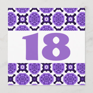18th Birthday Party Festive Purple Flowers W934 Invitation