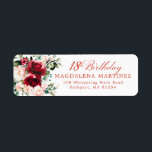 18th Birthday Party Floral Return Address Label<br><div class="desc">This beautiful red rose and pink peony floral return address label adds an elegant touch to your 18th birthday invitation envelope. 18th Birthday is written in classic calligraphy. The address is in a coordinating upright font. This item is part of the Red Rose Pink Peony collection. It contains professionally designed...</div>