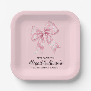 18th Birthday Party Golf Theme Pink Bow Golf Ball Paper Plate