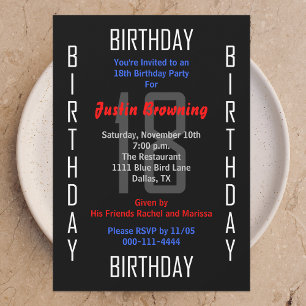 18th Birthday Party Invitation 18