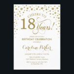18th Birthday Party Invitation - Gold White<br><div class="desc">18th Birthday Party Invitation.
Elegant design with faux glitter gold and white. Cheers to 18 Years! Message me if you need furhter customisation.</div>