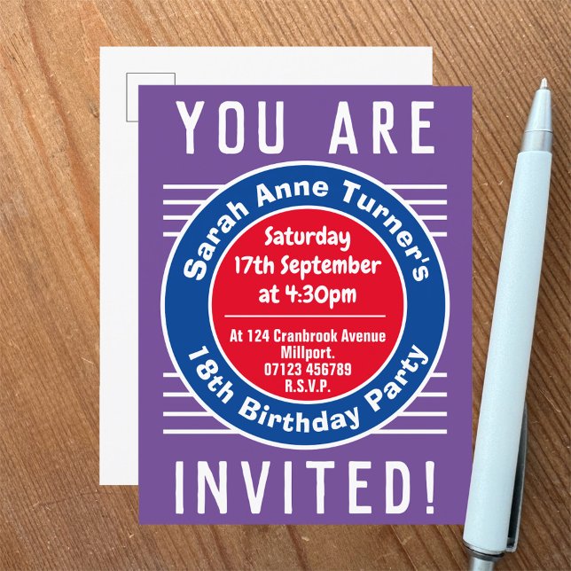 18th Birthday Party Invitation Postcard (Creator Uploaded)