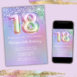 18th Birthday Party Invitation Purple Pink Glitter<br><div class="desc">18th birthday party invitation purple pink glitter drips 18th birthday party invitation for a 18 year old girl with modern script writing and fun foil balloons.</div>