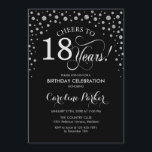 18th Birthday Party Invitation - Silver Black<br><div class="desc">18th Birthday Party Invitation.
Elegant design with faux glitter silver and black. Cheers to 18 Years! Message me if you need furhter customization.</div>