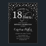 18th Birthday Party Invitation - Silver Black<br><div class="desc">18th Birthday Party Invitation.
Elegant design with faux glitter silver and black. Cheers to 18 Years! Message me if you need furhter customization.</div>