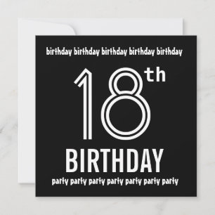 18th Birthday Party Invite Black White Template