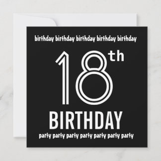 18th Birthday Party Invite Black White Template