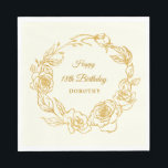 18th Birthday Party Luxe Gold Rose Ivory Cocktail Napkin<br><div class="desc">Elegant rose gold floral 18th birthday paper napkins feature pretty script calligraphy surrounded by a lush gold rose wreath. The roses look beautiful with the ivory white background. You can actually change the background colour to any colour. All of the text can be edited. This item is part of the...</div>