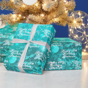 18th Birthday Party Name Teal Aqua Turquoise  Wrapping Paper