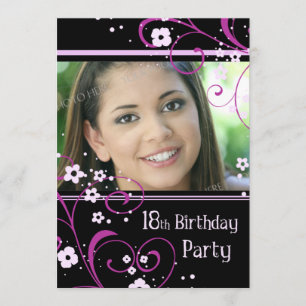18th Birthday Party Photo Invitation Card