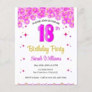 18th Birthday Party- Pink Invitation Flyer
