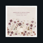 18th Birthday Party Pumpkin Wildflower Custom Napkin<br><div class="desc">Fall pumpkins are nestled in delicate burgundy red wildflowers to create an elegant aesthetic. All of the text is editable so you can easily craft your own special mood.</div>