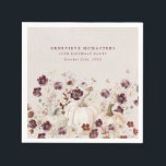 18th Birthday Party Pumpkin Wildflower Custom Napkin<br><div class="desc">Fall pumpkins are nestled in delicate burgundy red wildflowers to create an elegant aesthetic. All of the text is editable so you can easily craft your own special mood.</div>