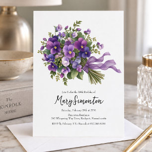 18th Birthday Party Purple Floral Bouquet Invitation