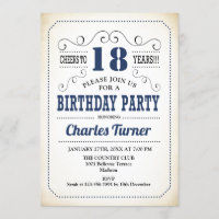 18th Birthday Party - Retro Creamy White and Navy