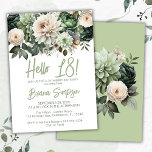 18th Birthday Party Sage Green Floral Invitation<br><div class="desc">Sage green floral 18th birthday party invitation for a fun birthday party</div>