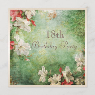 18th Birthday Party Shabby Chic Hibiscus Flowers Invitation