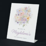 18th Birthday Party Spring Flower Bouquet Welcome Pedestal Sign<br><div class="desc">Elegant spring watercolor flowers create a beautiful and feminine bouquet that is accented with chic line art. A trendy font combination gives it a modern aesthetic. All of the text is editable.</div>