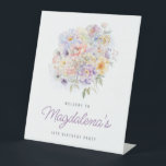 18th Birthday Party Spring Flower Bouquet Welcome Pedestal Sign<br><div class="desc">Elegant spring watercolor flowers create a beautiful and feminine bouquet that is accented with chic line art. A trendy font combination gives it a modern aesthetic. All of the text is editable.</div>