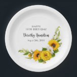 18th Birthday Party Sunflower Daisy Custom Paper Plate<br><div class="desc">Elegant and classy yellow sunflower,  peony and white daisy floral custom paper plates. Three lines of text let you personalise your table decor.</div>