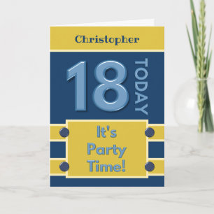 18th Birthday Party Time navy and gold Card