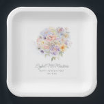 18th Birthday Party Watercolor Floral Custom Paper Plate<br><div class="desc">An elegant watercolor floral bouquet of vintage flowers decorates the top of this 18th birthday party custom paper plate. The soft pastel flowers are accented with modern line art. The birthday celebrant's name and birthday follow. All text is editable.</div>