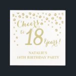 18th Birthday Party White and Gold Diamond Napkin<br><div class="desc">18th Birthday Party Invitation with White and Gold Glitter Diamond Background. Gold Confetti. Adult Birthday. Man or Woman Birthday. For further customisation,  please click the "Customise it" button and use our design tool to modify this template.</div>