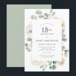 18th Birthday Party White Rose Floral Invitation<br><div class="desc">Honour a special woman with this elegant 18th Birthday party invitation. White roses nestled in soft sage green eucalyptus leaves form a modern botanical frame. All of the text can be edited,  so you can describe your special celebration perfectly</div>