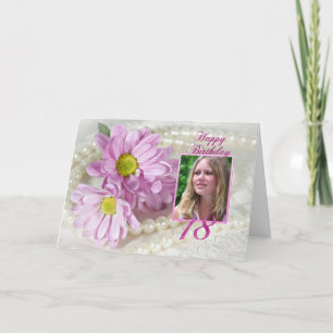 18th birthday photo card with daisies