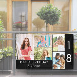 18th Birthday Photo Collage 5 Picture Black White Banner<br><div class="desc">Personalised banner celebrating an 18th Birthday - or customise for any other age! The photo template is set up for you to add 5 of your favourite photos which are displayed in a photo collage of horizontal landscape and vertical portrait formats. The wording simply reads "Happy Birthday [your name]" in...</div>