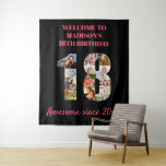 18th Birthday Photo Collage Pink Black Backdrop Tapestry<br><div class="desc">Create your own photo collage tapestry for a 18th birthday party. These wall hangings make a great backdrop, welcome sign or photobooth. The template is set up for you to add your own photographs, which automatically form the number 18. You can also edit all of the wording. The sample wording...</div>