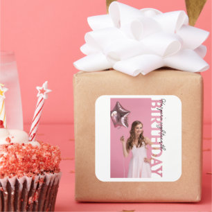 18th Birthday Photo college Party favour Square Sticker
