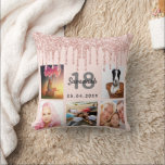 18th birthday photo rose gold glitter blush pink cushion<br><div class="desc">A unique gift for a 18th th birthday, celebrating her life with a collage of 5 of your own photos, pictures. Personalise and add her name, age 18 and a date. A chic feminine rose gold, blush pink coloured background. Grey and black letters and numbers. Decorated with rose gold faux...</div>