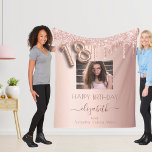 18th birthday photo rose gold glitter pink friends fleece blanket<br><div class="desc">A gift for a girly and glamourous 18th birthday from her best friends. A rose gold, pink gradient background with elegant rose gold coloured faux glitter drips, paint dripping look. Personalise and add your own high quality photo of the birthday girl, and your own names. The text: The name of...</div>