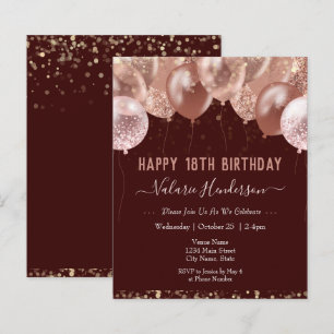 18th Birthday Pink Balloons Budget Invitation