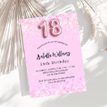 18th Birthday pink confetti girl party Invitation Postcard<br><div class="desc">A modern,  stylish and glamourous invitation for a girl's 18th birthday party.  A blush pink background with confetti. The name is written with a modern hand lettered style script.  Personalise and add your party details.  Number 18 is written with a balloon style font,  script.</div>