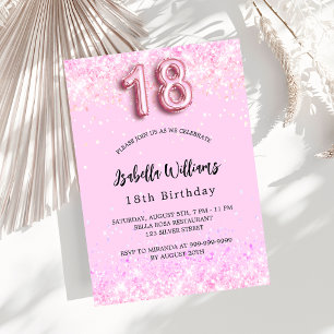18th Birthday pink confetti girl party Invitation Postcard
