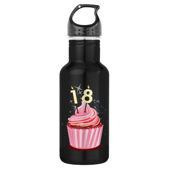 18th Birthday - Pink Cupcake 532 Ml Water Bottle (Front)
