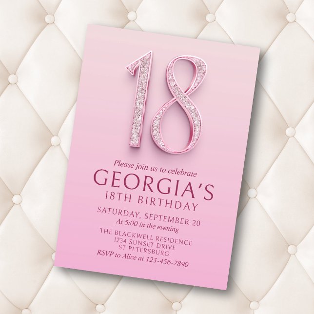 18th Birthday Pink Diamonds Invitation (Creator Uploaded)